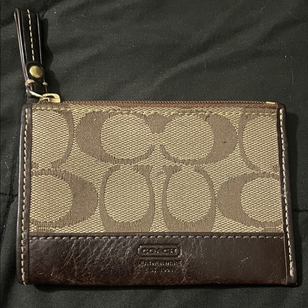 Coach Signature Canvas and Leather Card Case